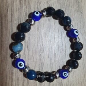 pulsera "calma protectora" – Ágata azul y ojo turco