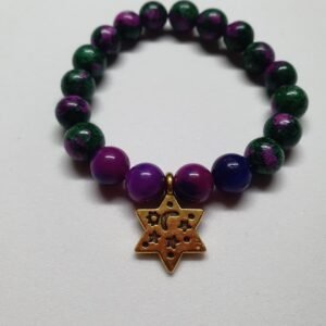 pulsera de conexión estelar: Ágata verde y morada