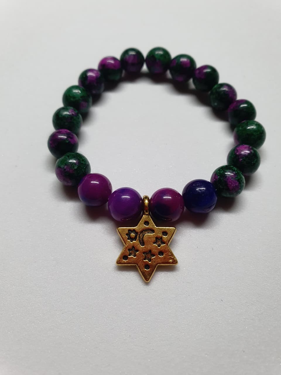 pulsera de conexión estelar: Ágata verde y morada pulsera de conexión estelar: Ágata verde y morada