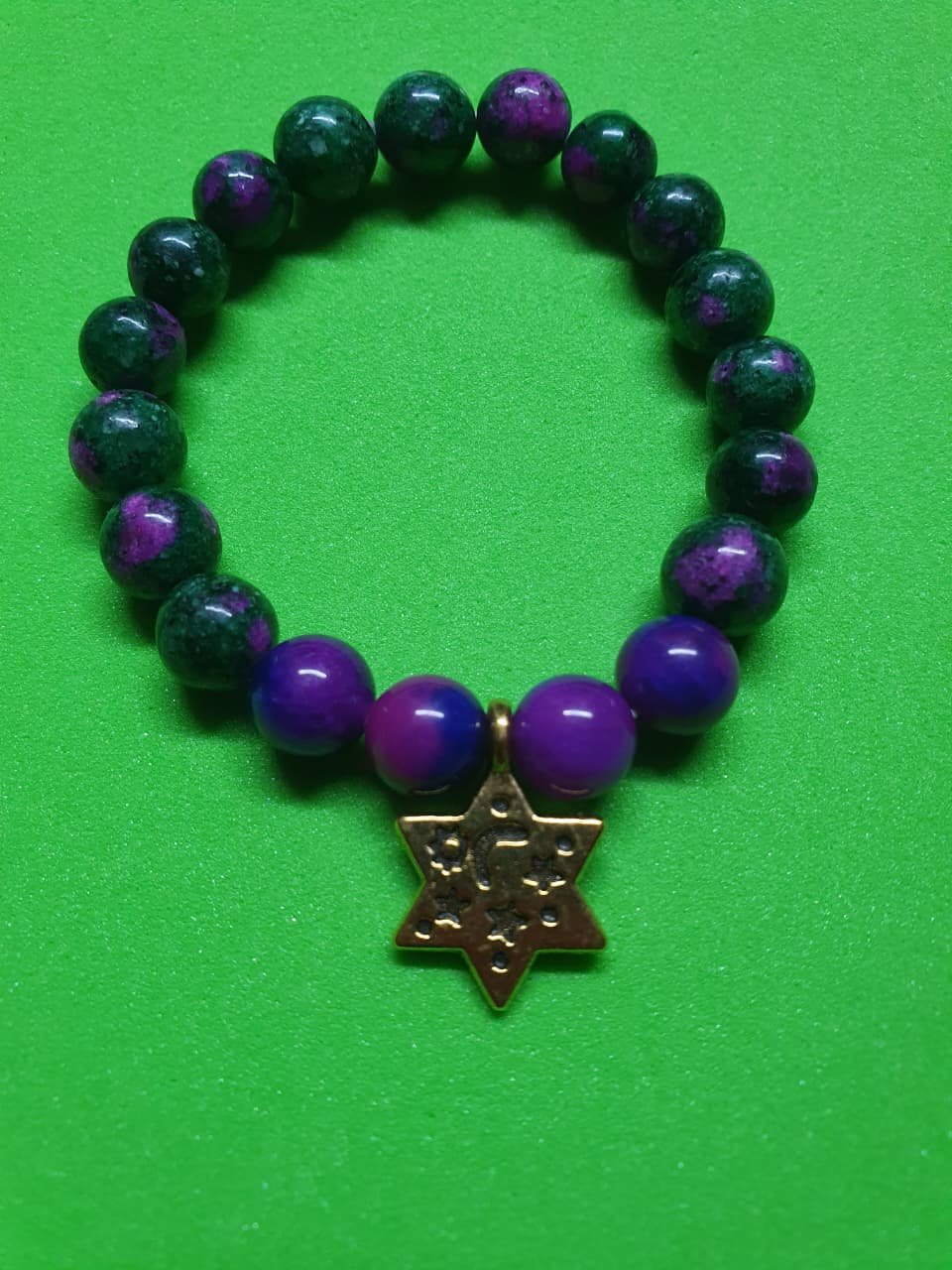 pulsera de conexión estelar: Ágata verde y morada pulsera de conexión estelar: Ágata verde y morada