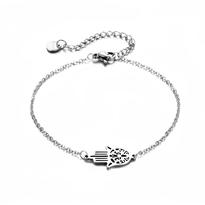 Pulsera Mano de Fátima de Acero Inoxidable Ajustable - Imagen 5