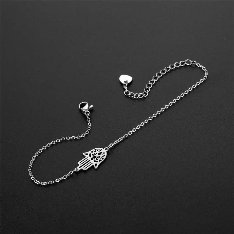 Pulsera Mano de Fátima de Acero Inoxidable Ajustable - Imagen 4