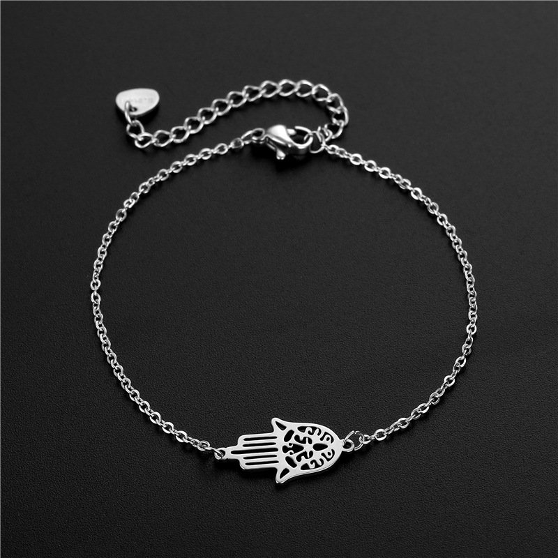 Pulsera Mano de Fátima de Acero Inoxidable Ajustable - Imagen 2