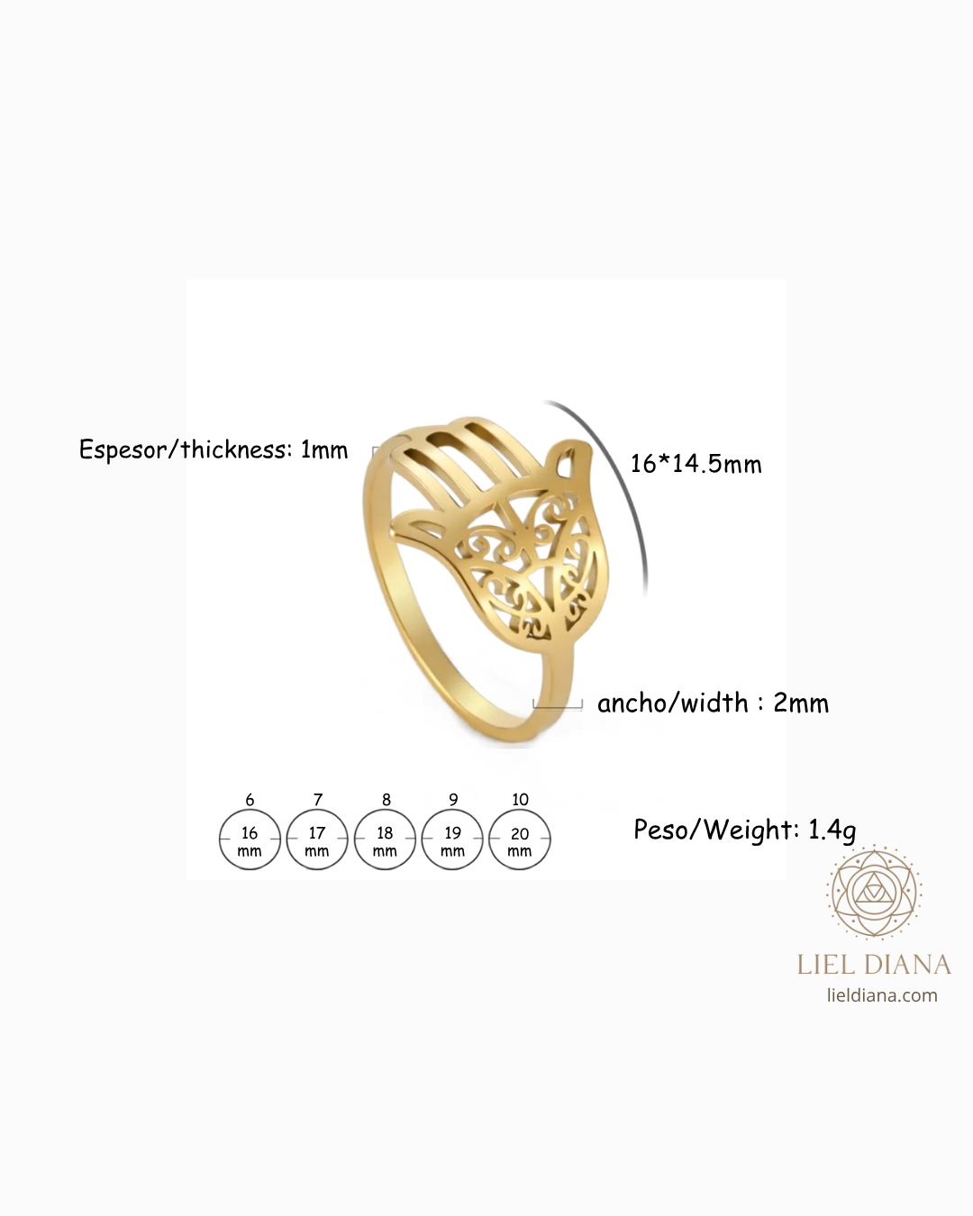 Anillo Mano de Fátima de Acero Inoxidable - Imagen 5