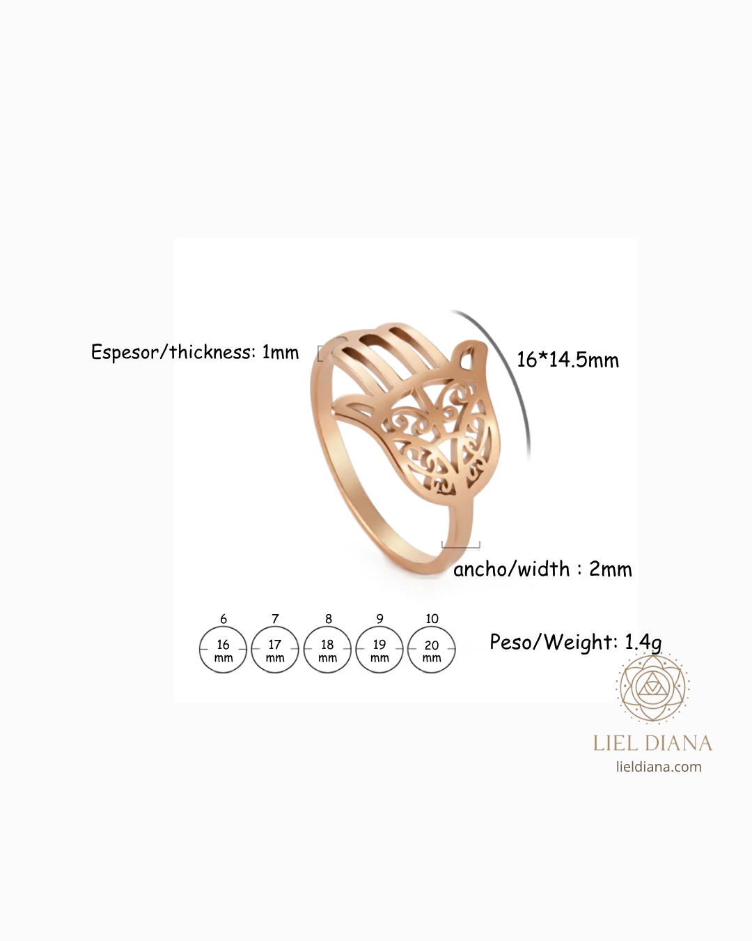 Anillo Mano de Fátima de Acero Inoxidable - Imagen 7